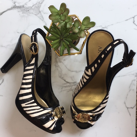 Anne Klein Shoes - Zebra Slingback/PeepToe Anne Klein Pumps Sz. 7.5